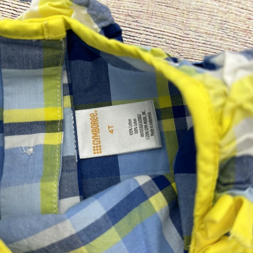 Gymboree Yellow and Blue Plaid Top Size 4T - Picture 3 of 3